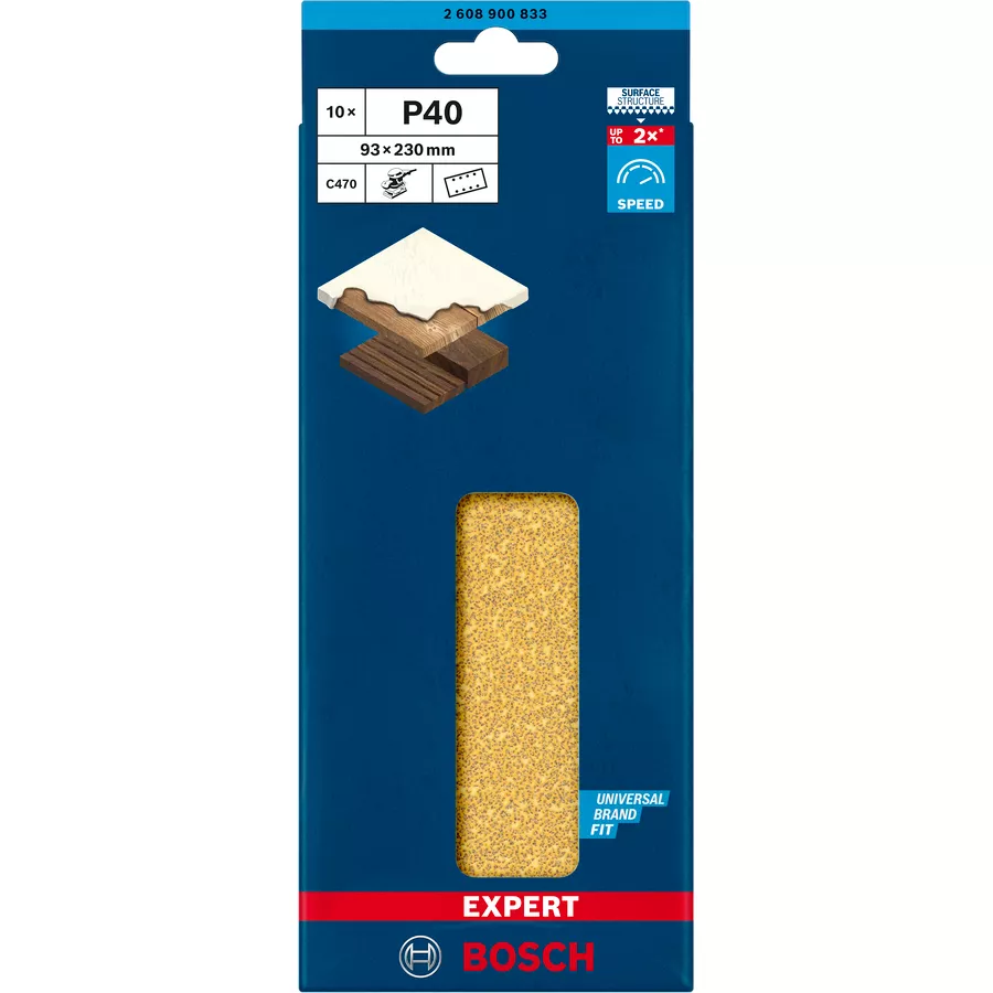 Abrasif C470 Best for Wood+Paint 93x230 mm - 8 perfo (lot de 10)
